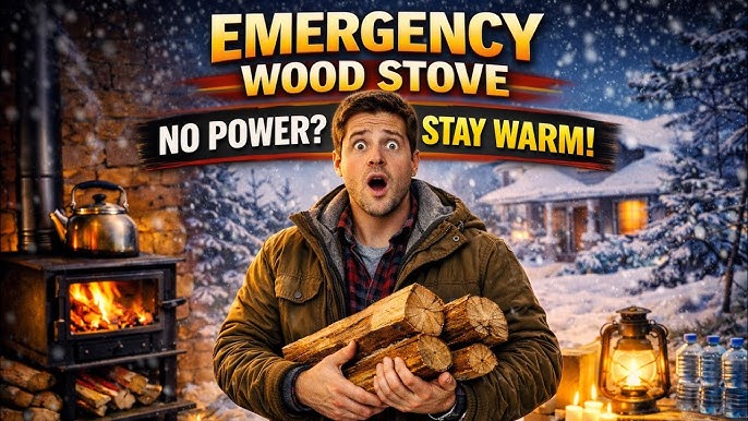 Compact emergency wood stove setup — the stay-warm backbone when winter power drops.