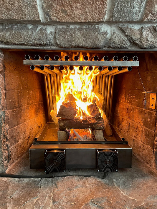24DGR24TD Fireplace Grate, with built in tubular heat exchanger and dual blowers