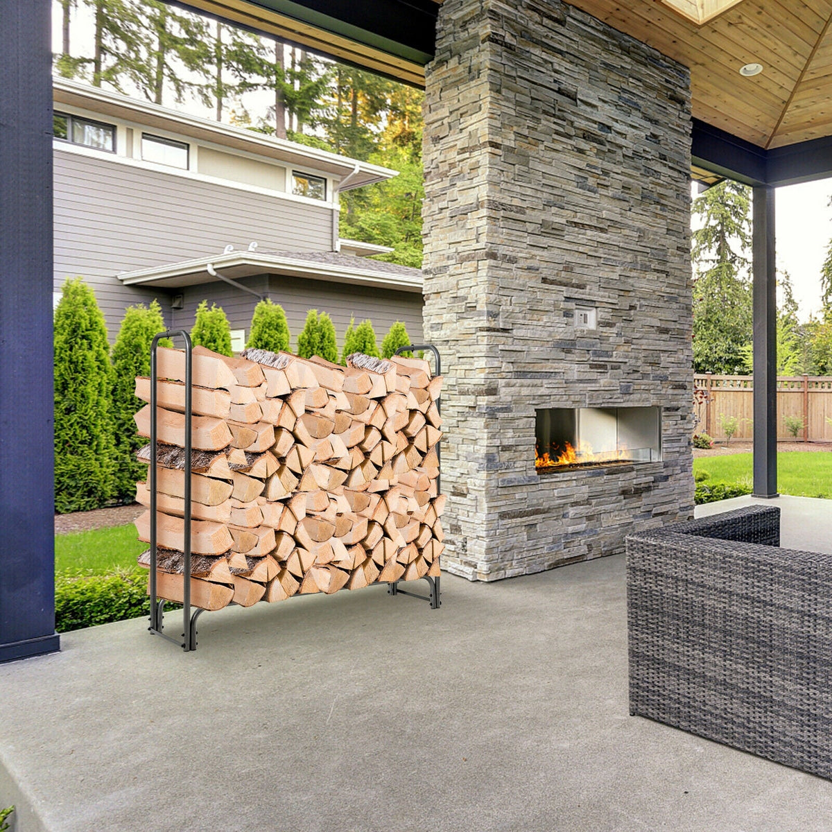 4 Feet/5 Feet/6 Feet/8 Feet Firewood Storage Log Rack