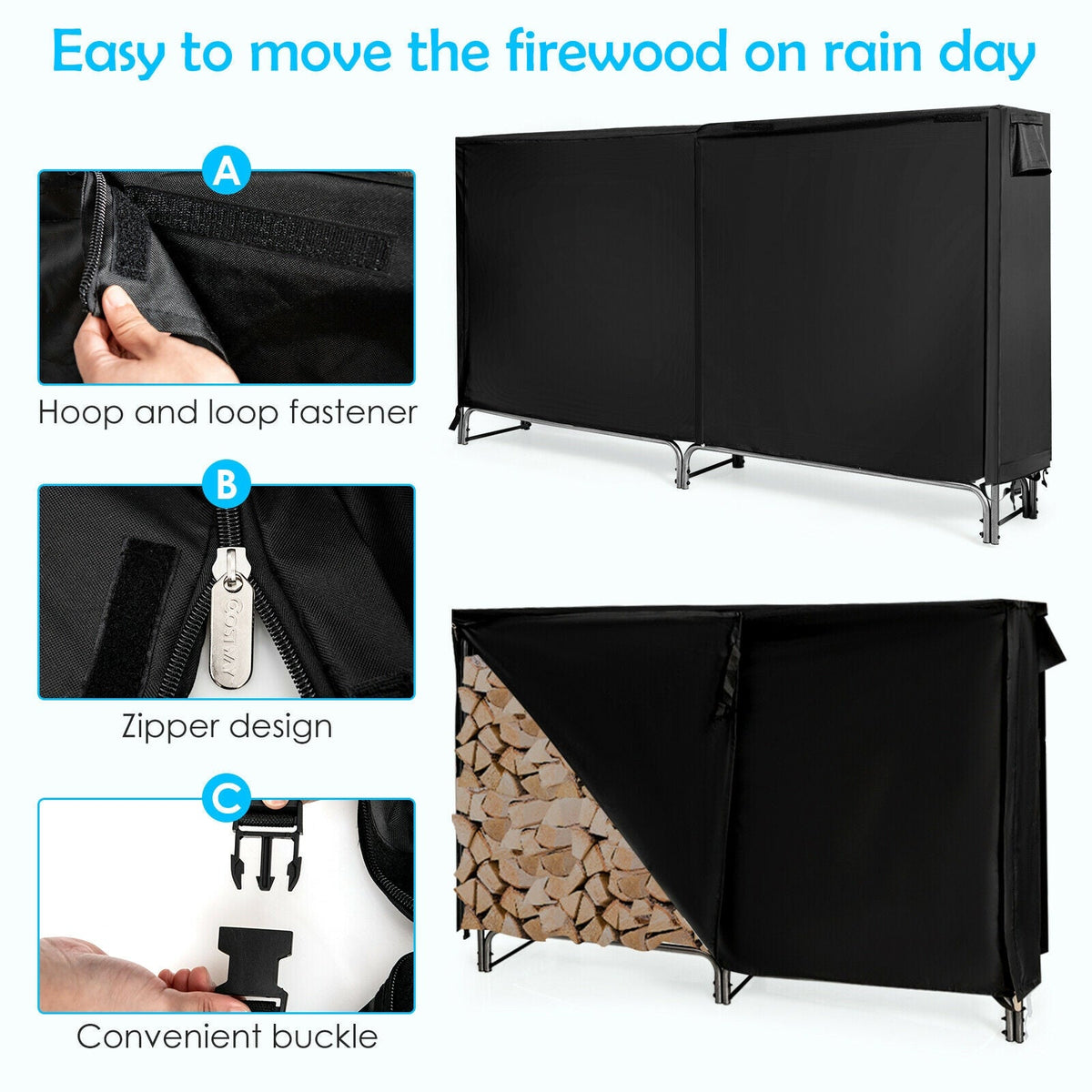 4 Feet/5 Feet/6 Feet/8 Feet Firewood Storage Log Rack