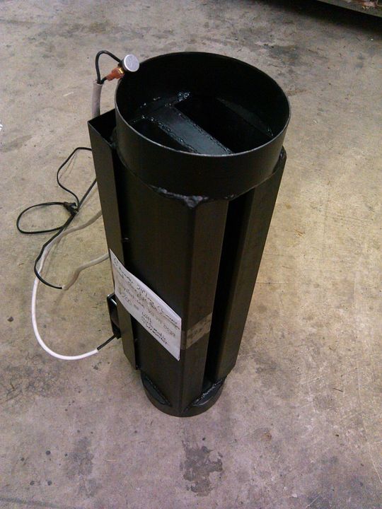6CH chimney heat exchanger for 6 inch chimney pipe, 24 inch long section, standing view