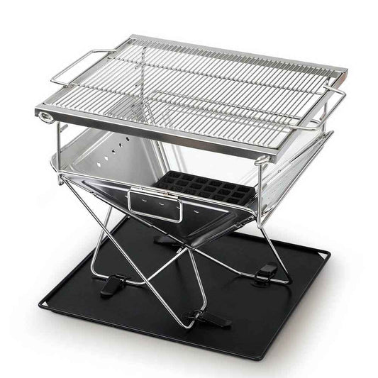 Grillz Camping Fire Pit BBQ Portable Folding Stainless Steel Stove