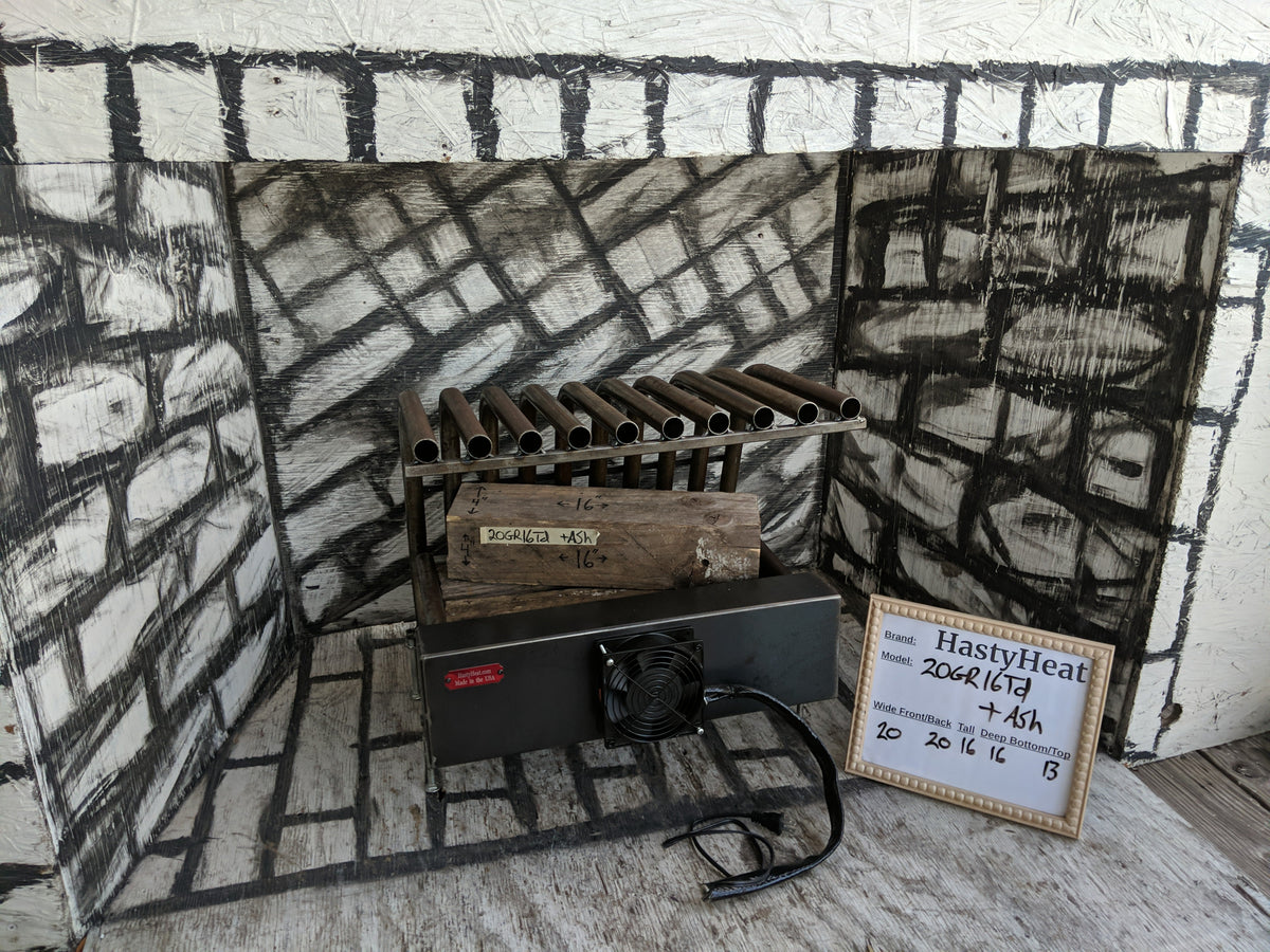 20GR16TD 20 inch wide GR fireplace grate heater with blower, 10 tubes, 16 inch tall/deep