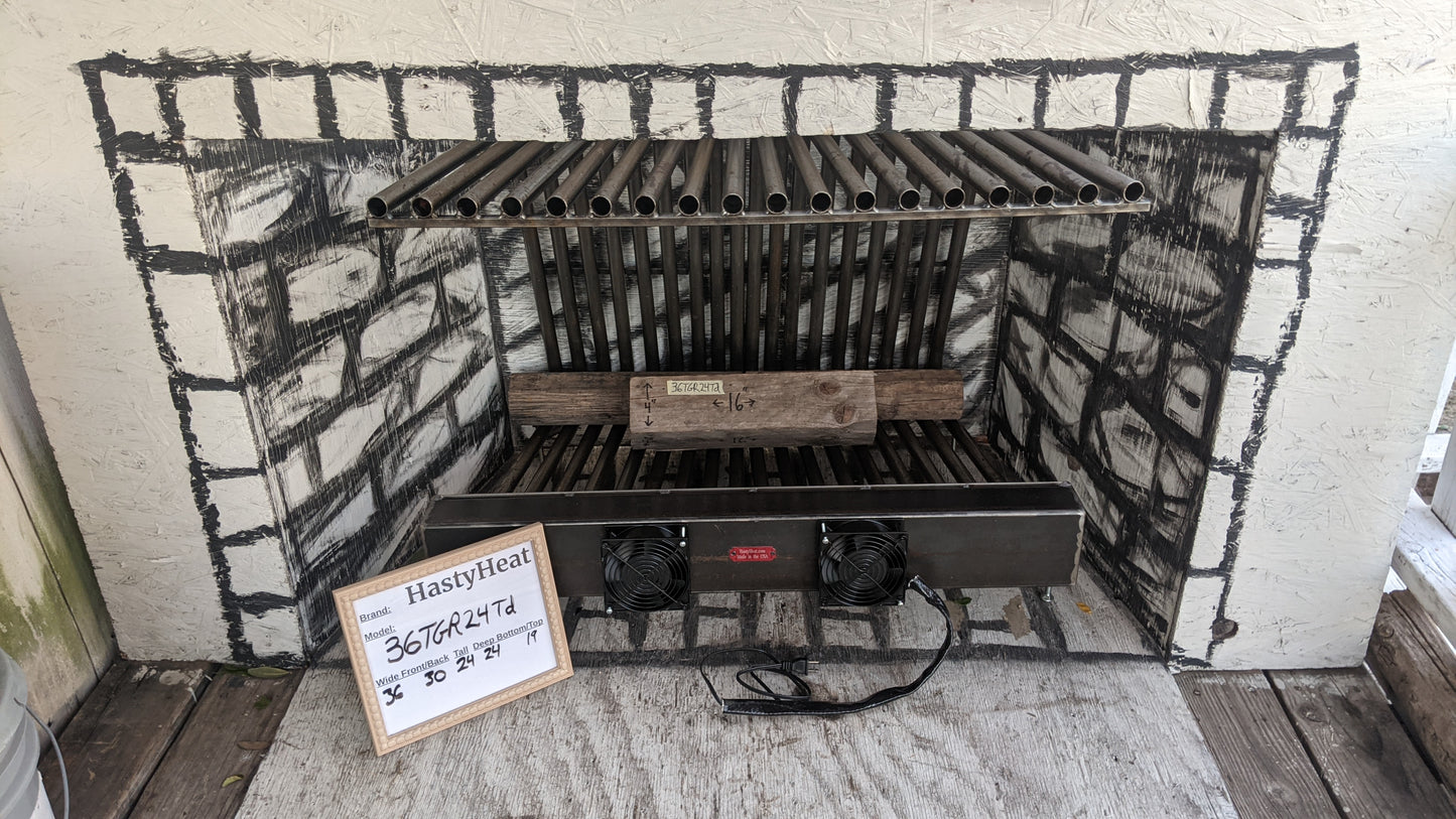 36TGR XXL Tapered Fireplace Grate Heater Heat Exchanger Blower