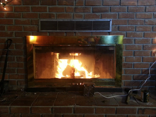 243Q 24" wide 14~24TD Cube Fireplace Insert Grate Heater Heat Exchanger Blower