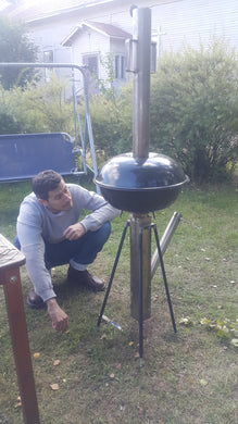 CHP-BQ BBQ Grill, Gravity Feed Wood Pellet Rocket Stove